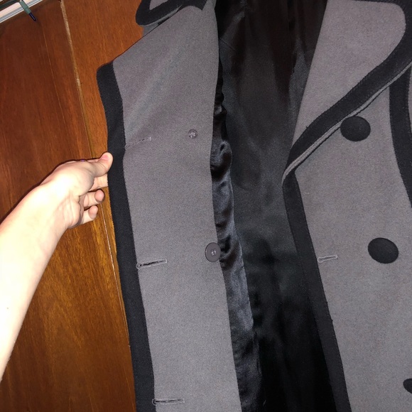 ❗️SALE❗️Black & Gray Pea Coat - Picture 2 of 8